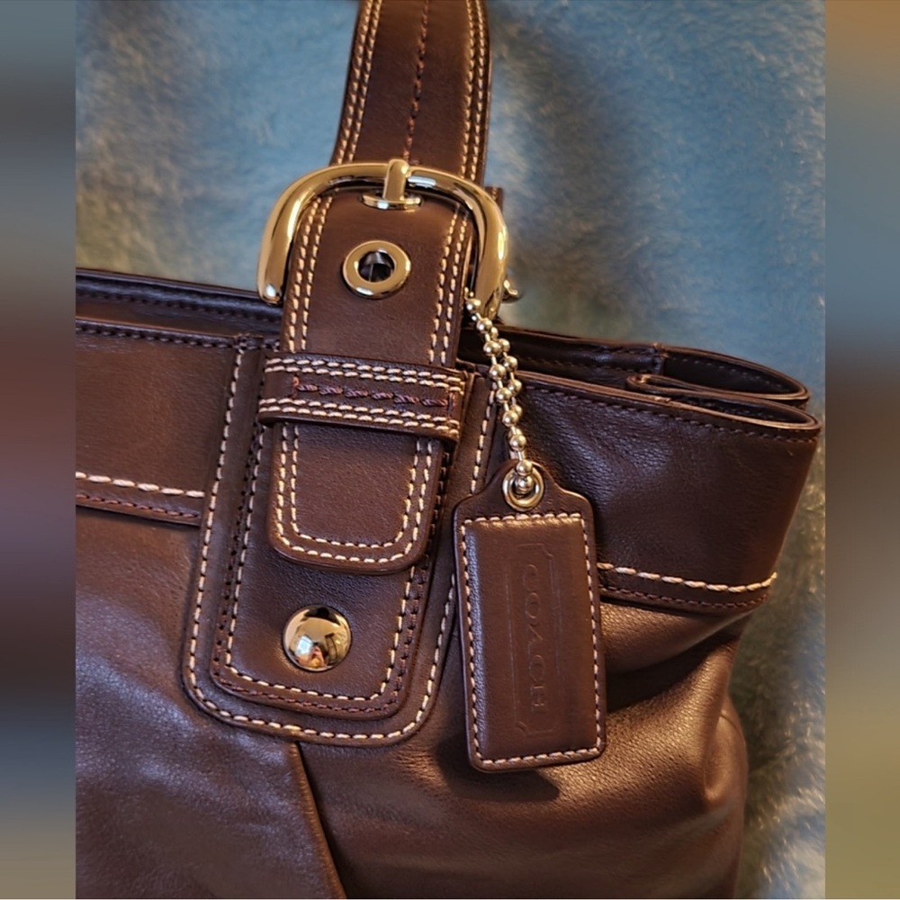 Coach SoHo Pleated Vintage Brown Leather Shoulder Bag - Picture 2 of 14